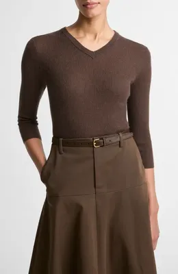 Vince Vince Cashmere & Silk Knit Sweater in Bark — Women Autumn brown Sweaters & Knits