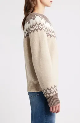rag & bone rag & bone Beth Fair Isle Wool Sweater in Beige Multi — Women Autumn white Sweaters & Knits