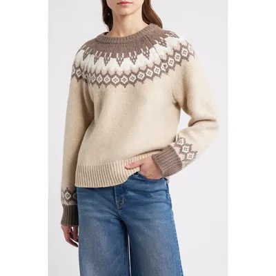 rag & bone rag & bone Beth Fair Isle Wool Sweater in Beige Multi — Women Autumn white Sweaters & Knits