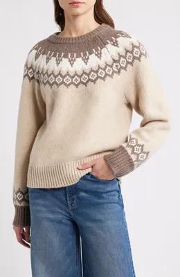 rag & bone rag & bone Beth Fair Isle Wool Sweater in Beige Multi — Women Autumn white Sweaters & Knits