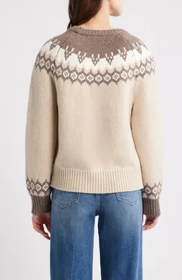 rag & bone rag & bone Beth Fair Isle Wool Sweater in Beige Multi — Women Autumn white Sweaters & Knits