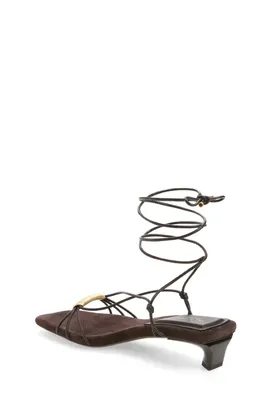 rag & bone rag & bone Liv Ankle Wrap Kitten Heel Sandal in Dark Chocolate — Women Autumn chocolate Shoes
