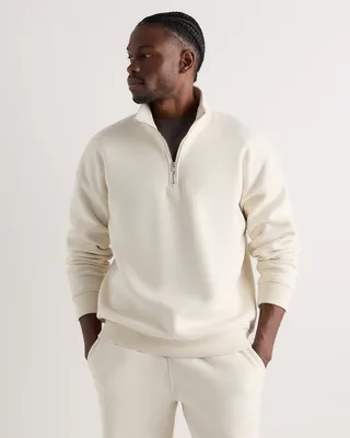 Quince Quince | Men's Everyday Fleece Quarter-Zip Sweatshirt in Linen White — Men Spring white Activewear