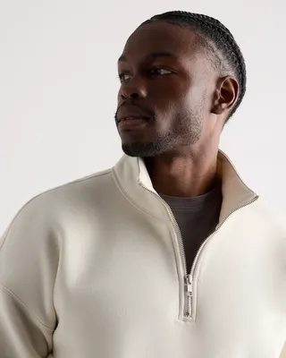 Quince Quince | Men's Everyday Fleece Quarter-Zip Sweatshirt in Linen White — Men Spring white Activewear