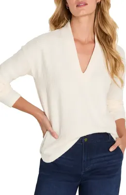 NIC+ZOE NIC+ZOE Cable Textured Knit Top in Classic Cream — Women Spring ivory Tops