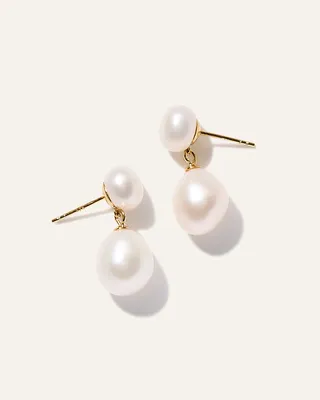 Quince Quince | Women's Freshwater Cultured Baroque Pearl Drop Earrings in Gold Vermeil — Women Autumn ivory Jewelry