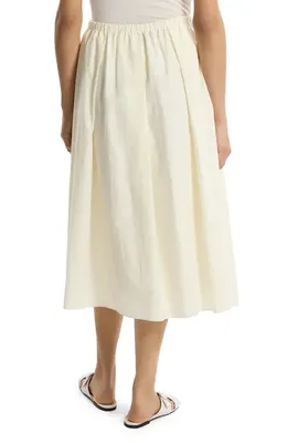 Theory Theory Pleated Organic Cotton Midi Skirt in Ivory — Women Spring white Midi Skirts