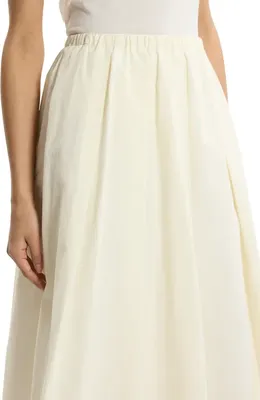 Theory Theory Pleated Organic Cotton Midi Skirt in Ivory — Women Spring white Midi Skirts