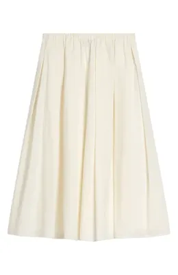 Theory Theory Pleated Organic Cotton Midi Skirt in Ivory — Women Spring white Midi Skirts