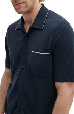 rag & bone rag & bone Conrad Silk & Cotton Dalton Knit Button-Up in Salt — Men Winter navy Tops
