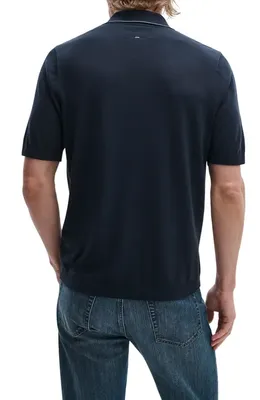 rag & bone rag & bone Conrad Silk & Cotton Dalton Knit Button-Up in Salt — Men Winter navy Button-Down Shirts