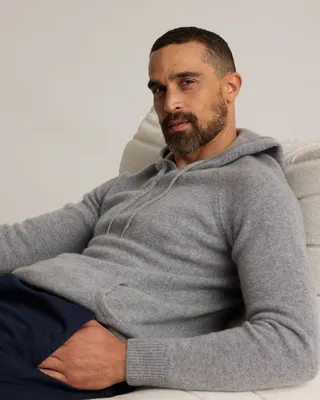 Quince Quince | Men's Mongolian Cashmere Pullover Hoodie in Heather Grey — Men Summer grey Sweatshirts & Hoodies