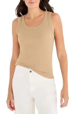 NIC+ZOE NIC+ZOE Perfect Knit Rib Scoop Neck Tank in Jute — Women Autumn beige Tops