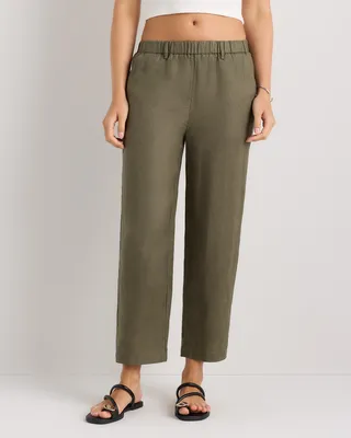 Quince Quince | Women's 100% European Linen Pants in Bayberry Olive — Women Autumn green Trousers & Chinos