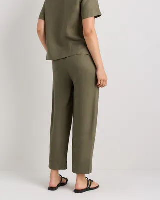 Quince Quince | Women's 100% European Linen Pants in Bayberry Olive — Women Autumn green Trousers & Chinos