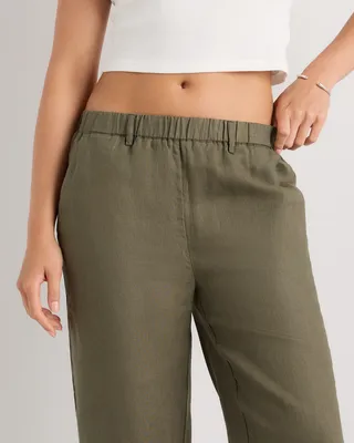 Quince Quince | Women's 100% European Linen Pants in Bayberry Olive — Women Autumn green Trousers & Chinos