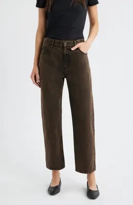 FRAME FRAME The Hang High Waist Ankle Straight Leg Jeans in Nightmoth — Women Autumn chocolate Jeans & Denim
