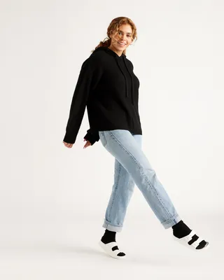 Quince Quince | Women's Lightweight Mongolian Cashmere Fisherman Pullover Hoodie in Black — Women Winter black Sweatshirts & Hoodies