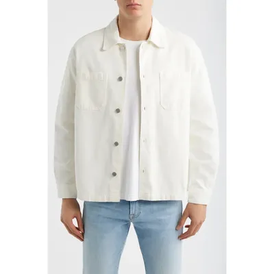 FRAME FRAME Cotton Blend Shirt Jacket in Natural — Men Winter white Button-Down Shirts