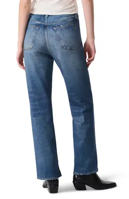 rag & bone rag & bone Miramar Shea High Waist Relaxed Straight Leg Cotton Terry Sweatpant Jeans in Cosmos — Women Summer blue Joggers & Sweatpants