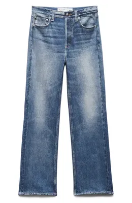 rag & bone rag & bone Miramar Shea High Waist Relaxed Straight Leg Cotton Terry Sweatpant Jeans in Cosmos — Women Summer blue Joggers & Sweatpants