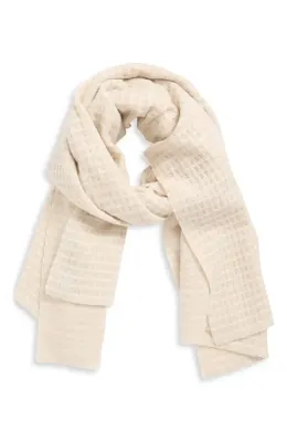 rag & bone rag & bone Joni Recycled Wool Blend Waffle Scarf in Oatmeal — Women Autumn ivory Accessories