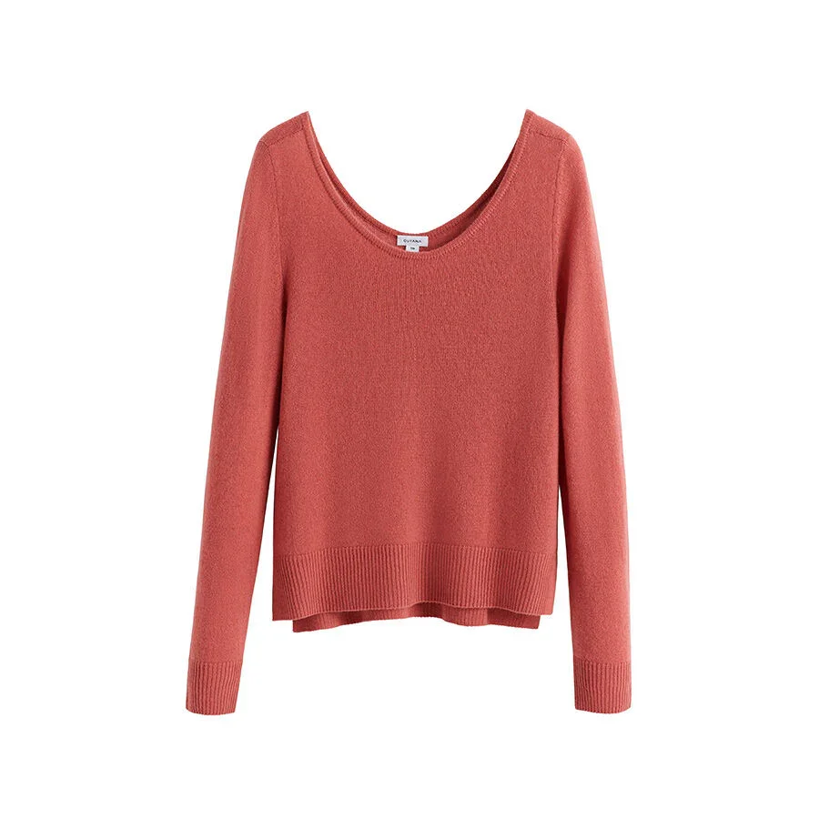 Cuyana Single-Origin Cashmere Scoop Neck Sweater - Passion Fruit / in coral — Autumn coral Sweaters & Knits