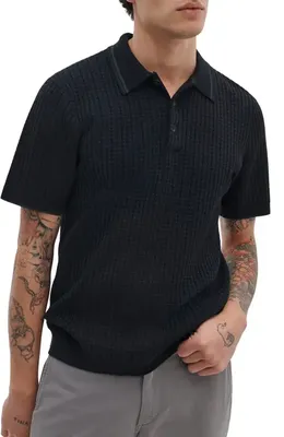 rag & bone rag & bone Harvey Rib Polo Sweater in Black — Men Winter black Polos