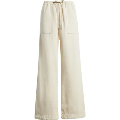 rag & bone rag & bone Claire Cotton Blend Wide Leg Pants in Sand — Women Autumn beige Pants