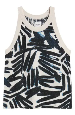 NIC+ZOE NIC+ZOE Palm Print Sweater Tank in Indigo Multi — Women Winter black Tops
