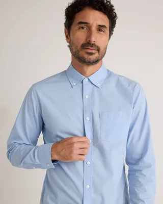 Quince Quince | Men's Stretch Poplin Shirt in Light Blue — Men Summer silver Button-Down Shirts