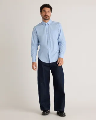 Quince Quince | Men's Stretch Poplin Shirt in Light Blue — Men Summer silver Button-Down Shirts