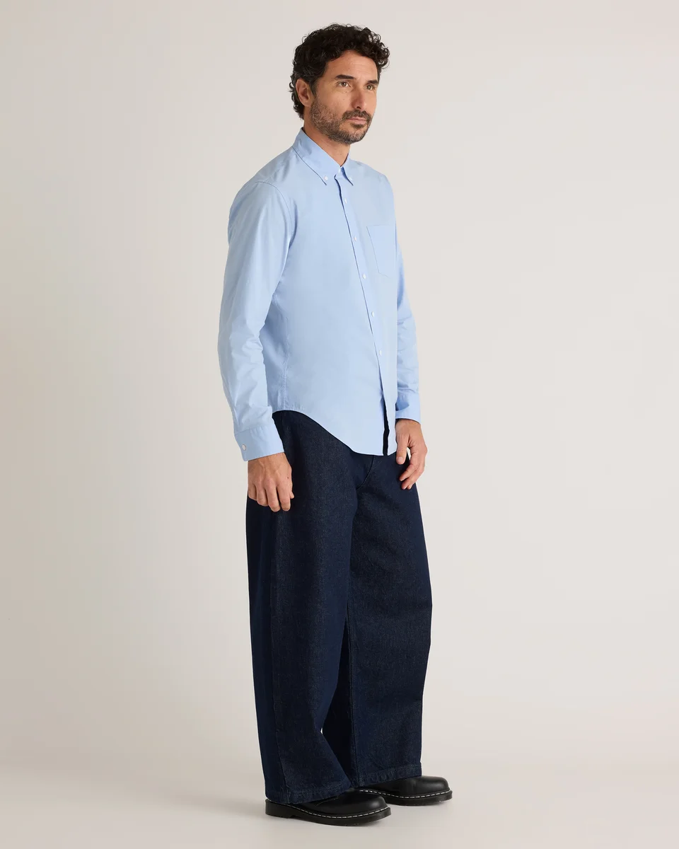 Quince Quince | Men's Stretch Poplin Shirt in Light Blue — Men Summer silver Button-Down Shirts