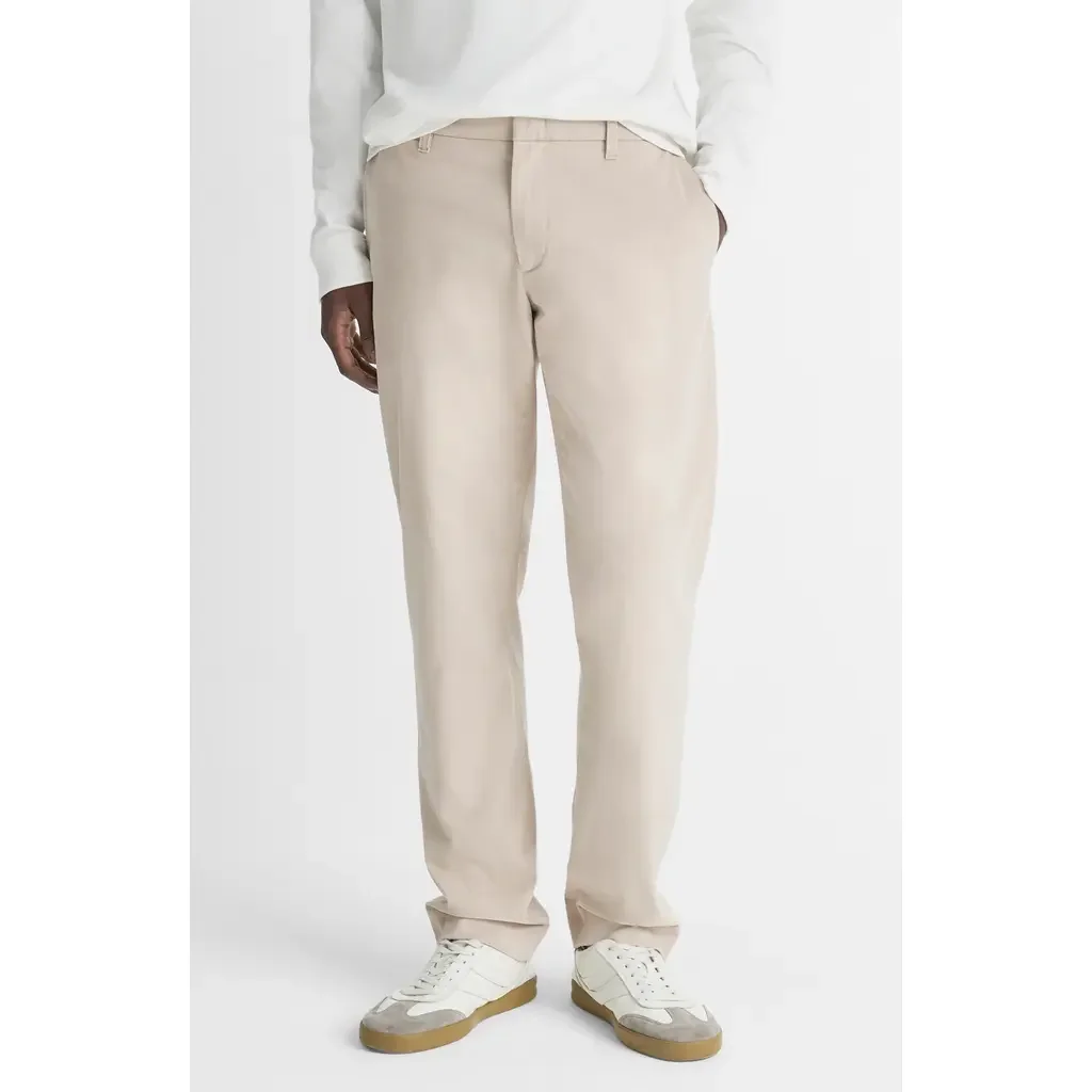 Vince Vince Dylan Peached Stretch Cotton Chinos in Cahuenga Khaki — Men Autumn camel Pants