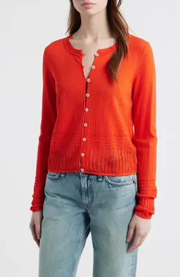 rag & bone rag & bone Michelle Pointelle Cardigan in Red — Women Autumn red Sweaters & Knits