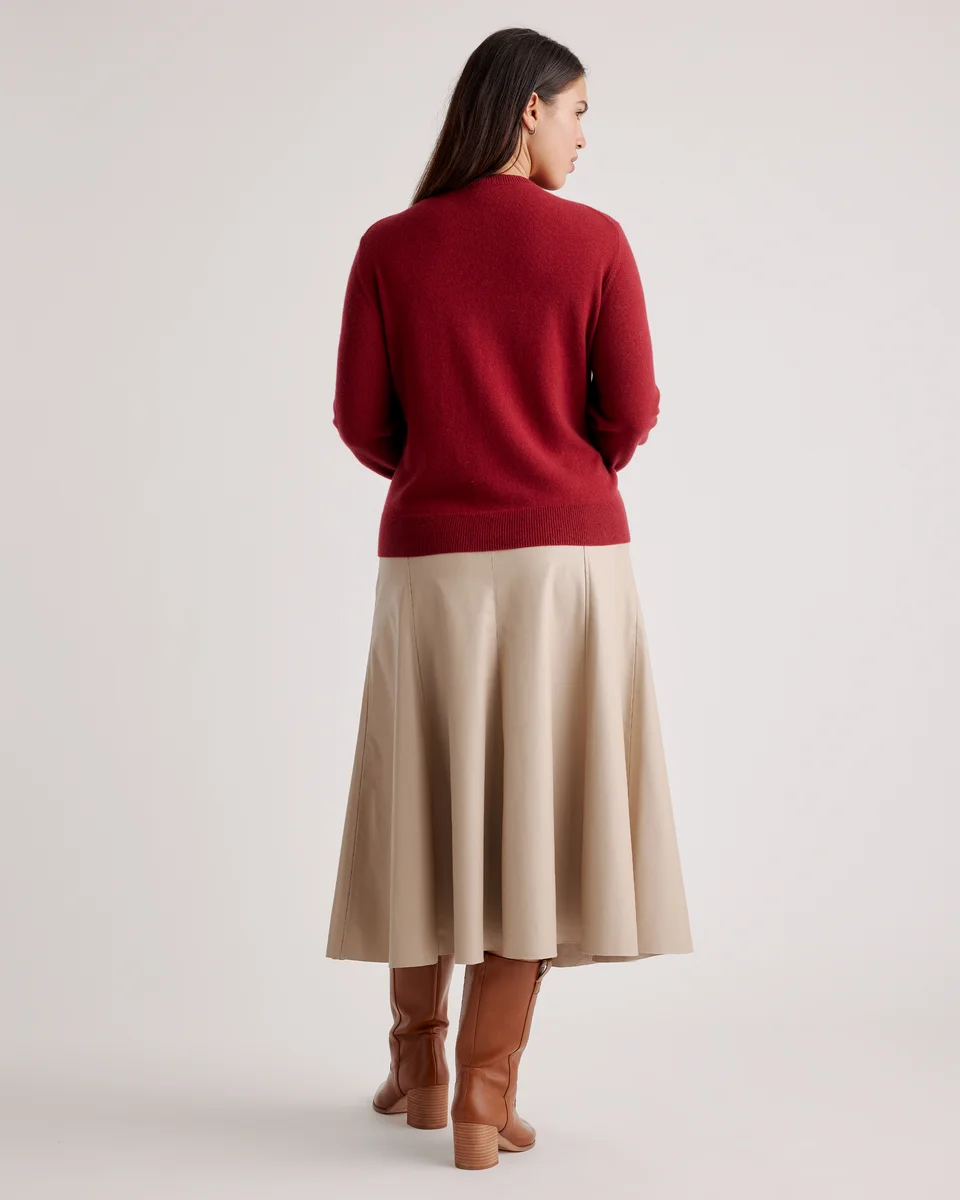 Quince Quince | Women's Mongolian Spring Cashmere Crewneck Sweater in Crimson — Women Winter burgundy Sweaters & Knits
