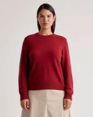Quince Quince | Women's Mongolian Spring Cashmere Crewneck Sweater in Crimson — Women Winter burgundy Sweaters & Knits