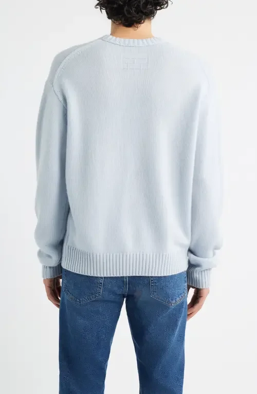 FRAME FRAME Cashmere Crewneck Sweater in Pale Blue Heather — Men Summer white Tops