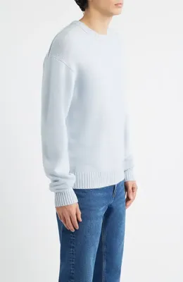 FRAME FRAME Cashmere Crewneck Sweater in Pale Blue Heather — Men Summer white Tops