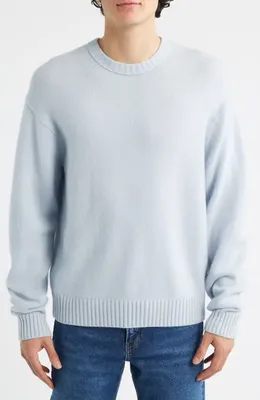 FRAME FRAME Cashmere Crewneck Sweater in Pale Blue Heather — Men Summer white Tops