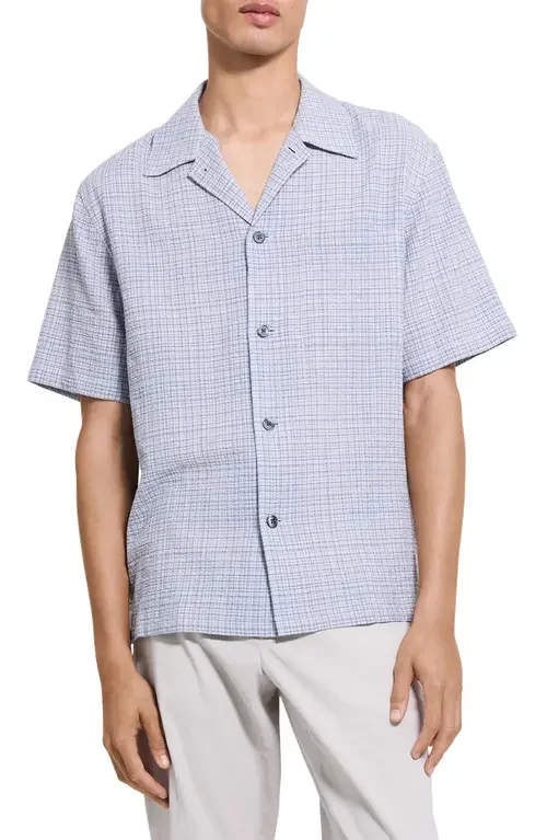 Theory Theory Mini Tex Camp Shirt in Bering Multi — Men Summer silver Tops