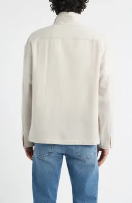 FRAME FRAME Half Zip Wool Overshirt in Light Taupe — Men Autumn beige Tops