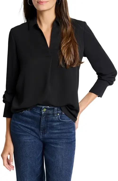 NIC+ZOE NIC+ZOE Easy Pullover Shirt in Black Onyx — Women Winter black Tops