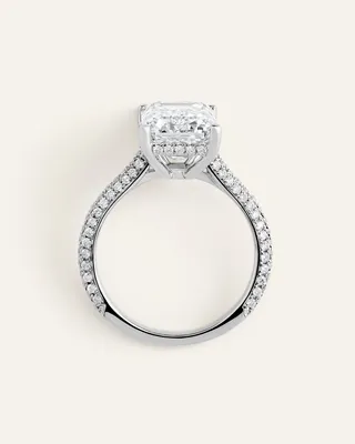 Quince Quince | Women's Lab Grown Diamond Emerald Pave Cathedral Engagement Ring 5ctw in White Gold — Women Summer white Accessories
