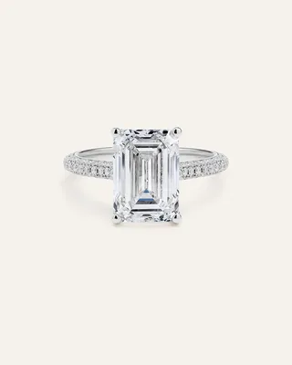 Quince Quince | Women's Lab Grown Diamond Emerald Pave Cathedral Engagement Ring 5ctw in White Gold — Women Summer white Accessories