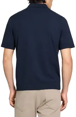 Theory Theory Soris Knit Polo in Dark Eclipse - Qxu — Men Winter black Polos