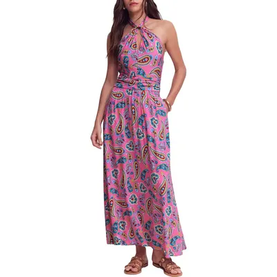 Boden Boden Sydney Paisley Halter Maxi Dress in Pink Paisley — Women Spring red Dresses