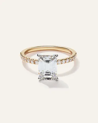 Quince Quince | Women's Lab Grown Diamond Emerald Petite Pave Engagement Ring 2.5ct in Yellow Gold — Women Spring white Accessories