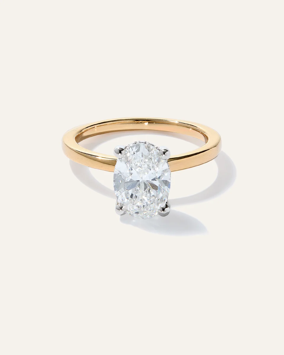 Quince Quince Women's Lab Grown Diamond Oval Petite Hidden Halo Engagement Ring 2ct in Yellow Gold — Women Spring white Accessories