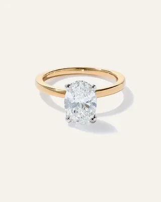 Quince Quince Women's Lab Grown Diamond Oval Petite Hidden Halo Engagement Ring 2ct in Yellow Gold — Women Spring white Accessories